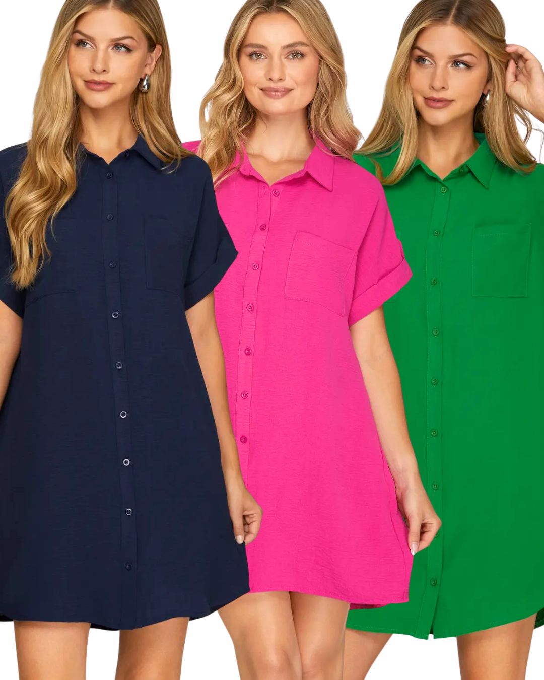 Classic Short Sleeve Shirt Dress | She and Sky