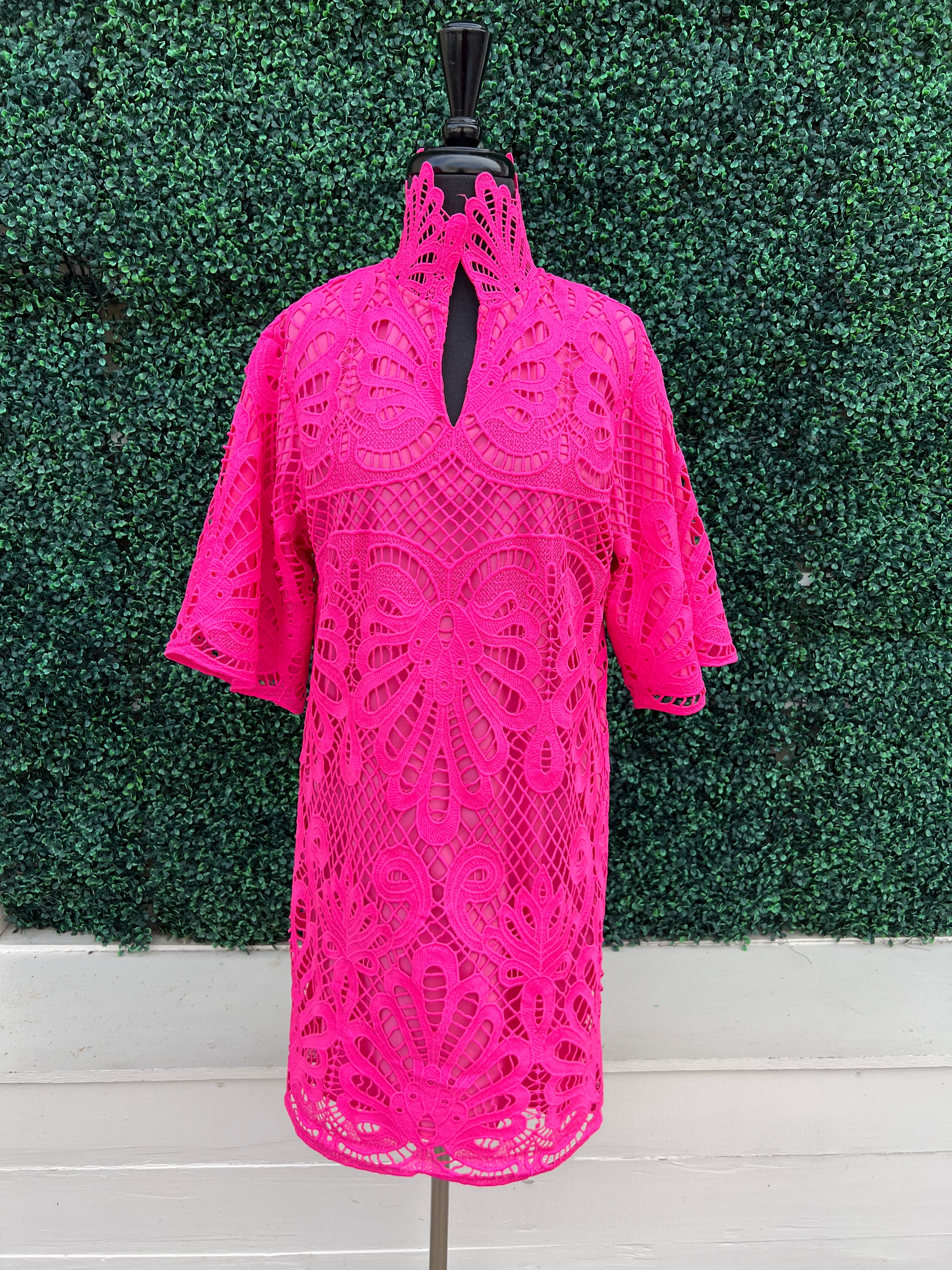 chinese dress ladies Hot Pink Tulle Split Long Prom Dresses, Evening Dress With Lace Appliques,  MP650