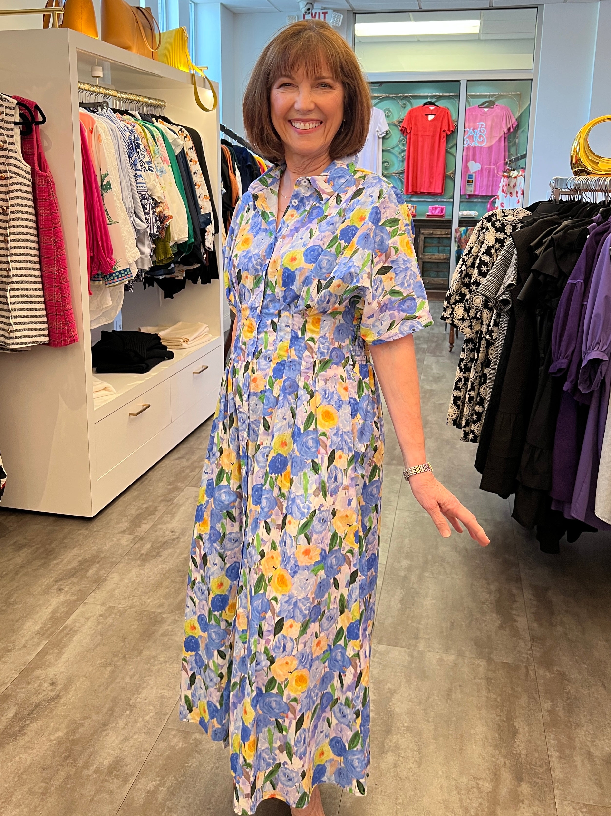 Floral Pintuck Maxi Dress | Women's Boutique