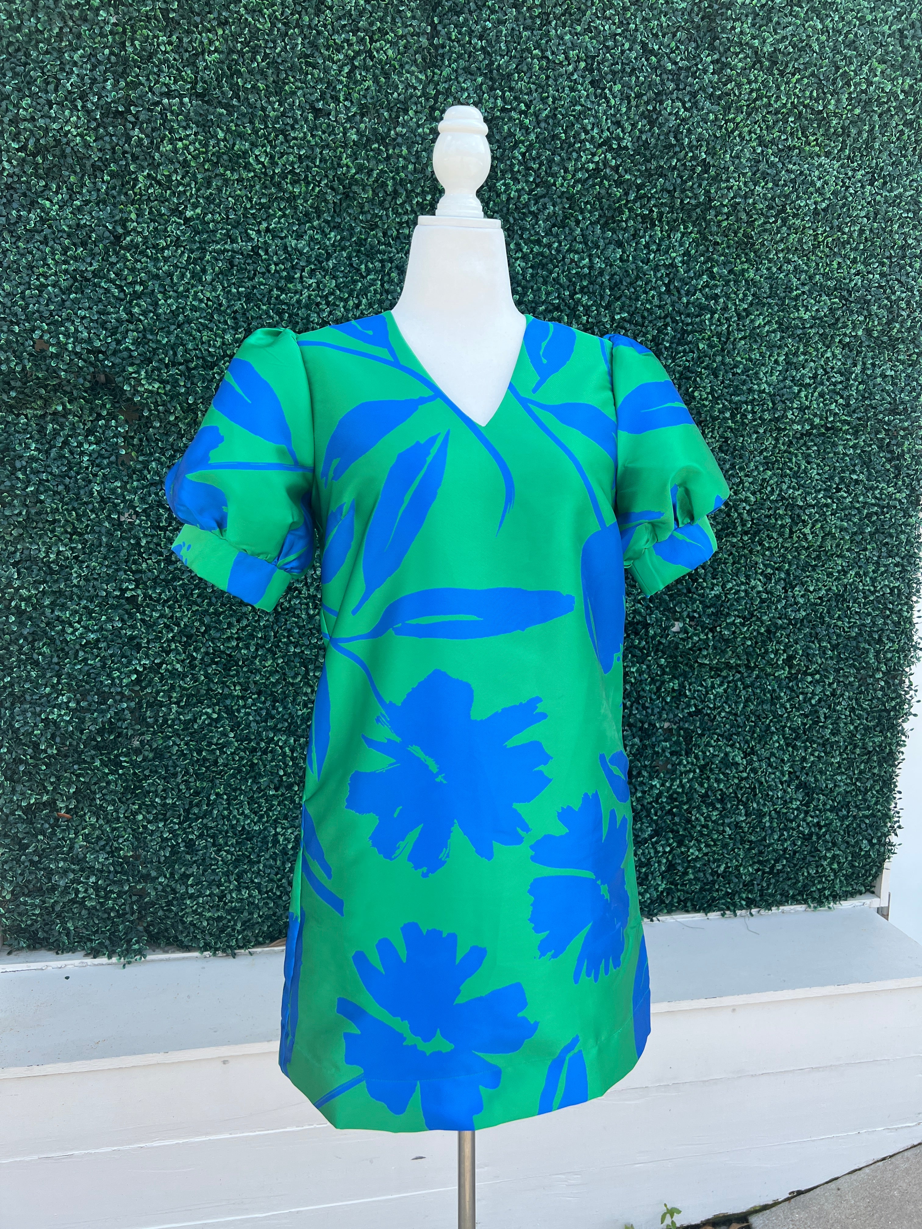 blue green print dress Bright Blue and Green Dress Green/blu print / l
