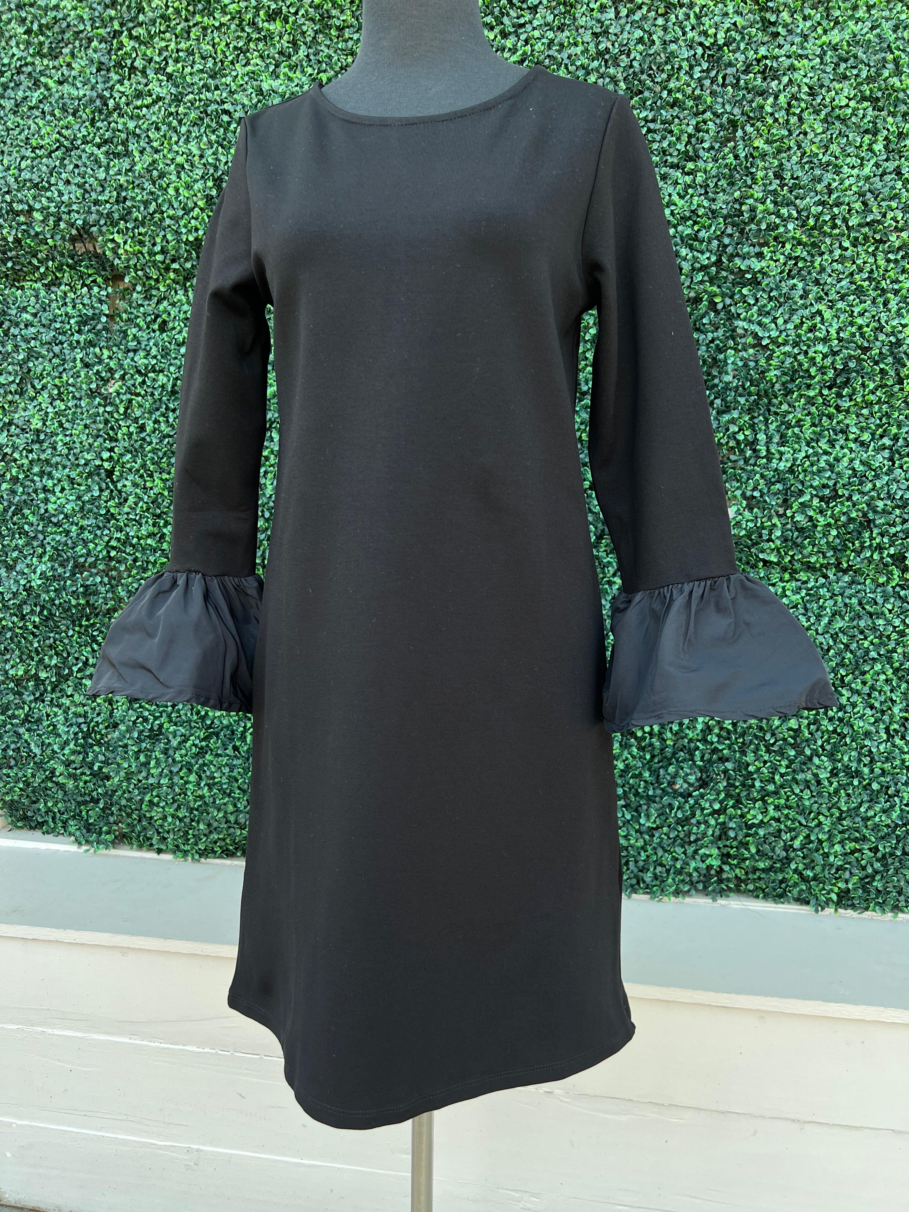 Bell Ruffle Sleeve Ponte Dress | Isle Apparel