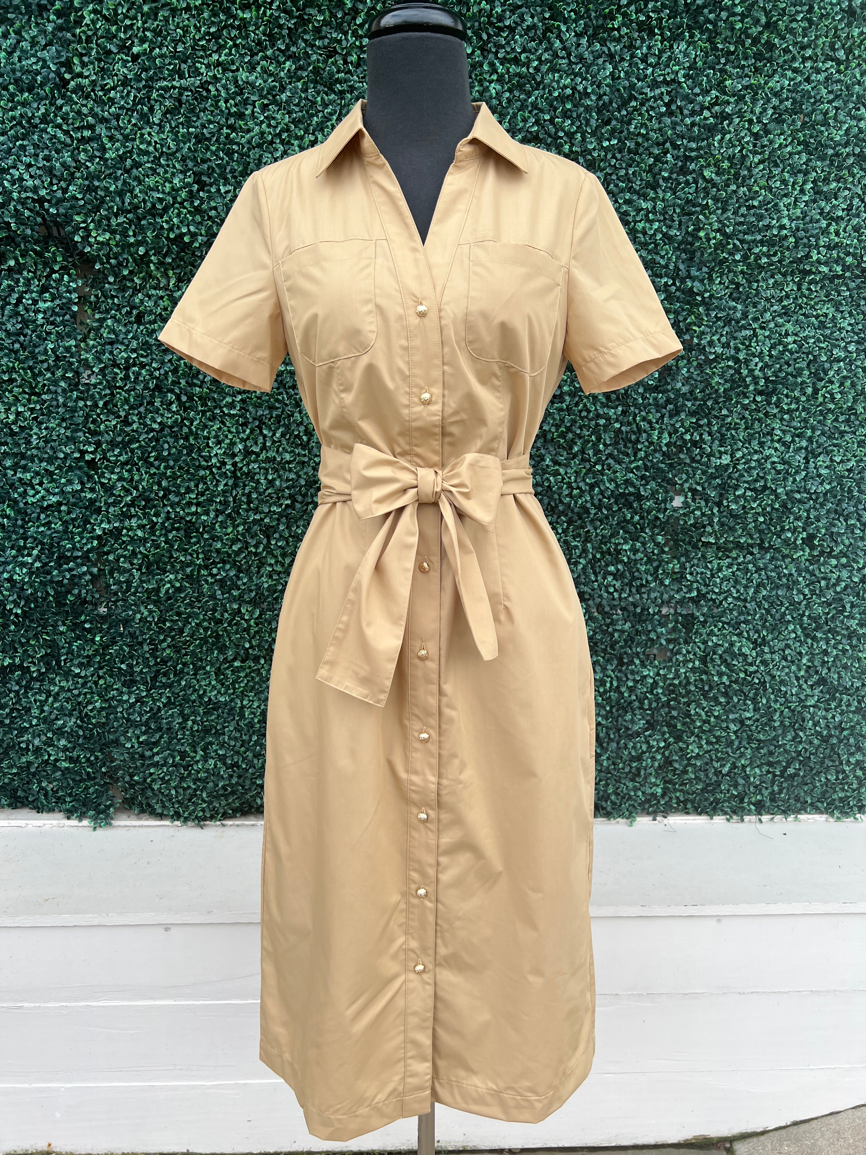 Khaki Fitted Midi Dress | Boutique for Women Over 50