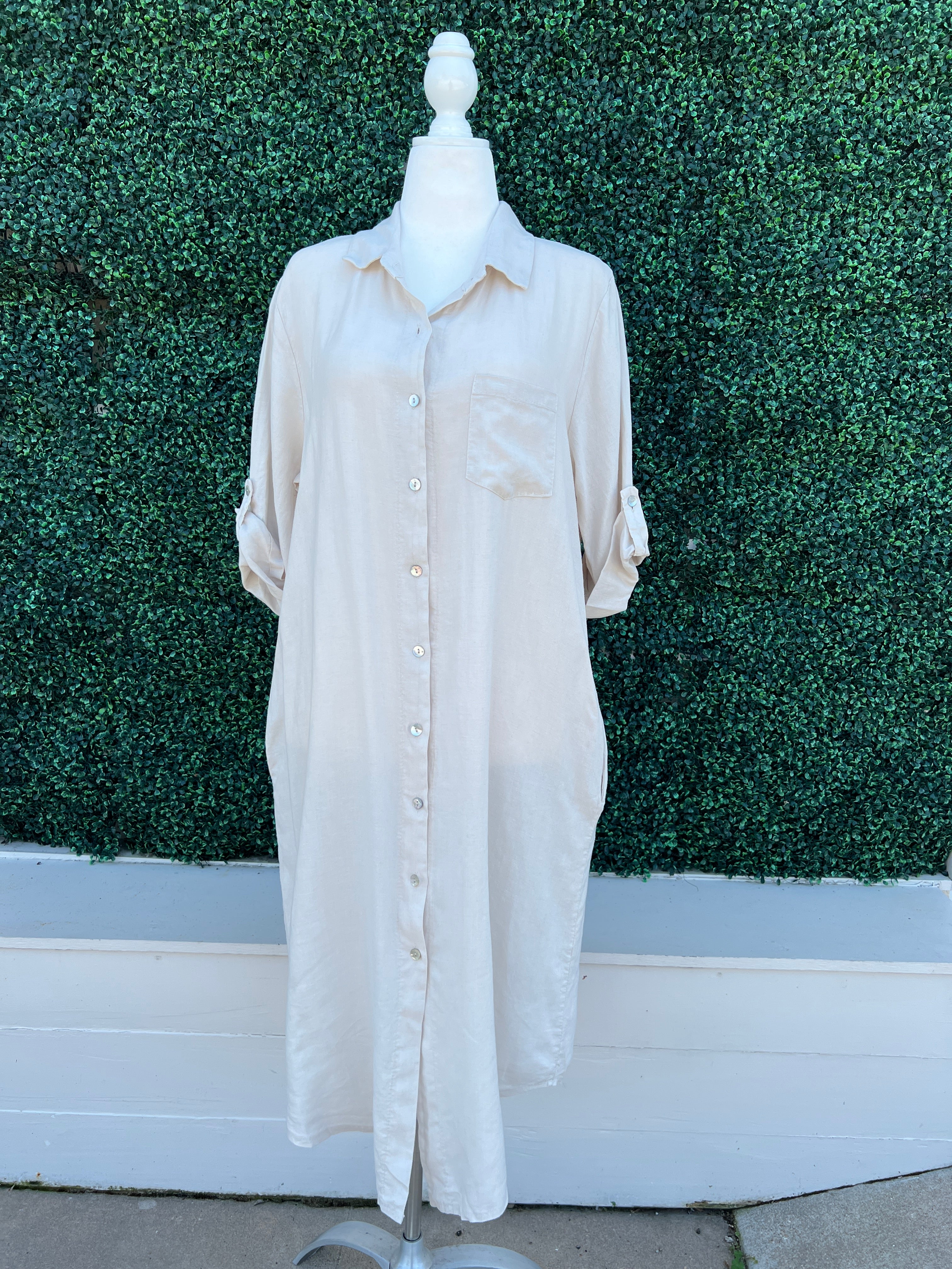 Linen Maxi Shirt Dress | Best Online Women's Boutiques in USA Cream / S Linen Maxi Shirt Dress | Best Online Women's Boutiques in USA Cream / S