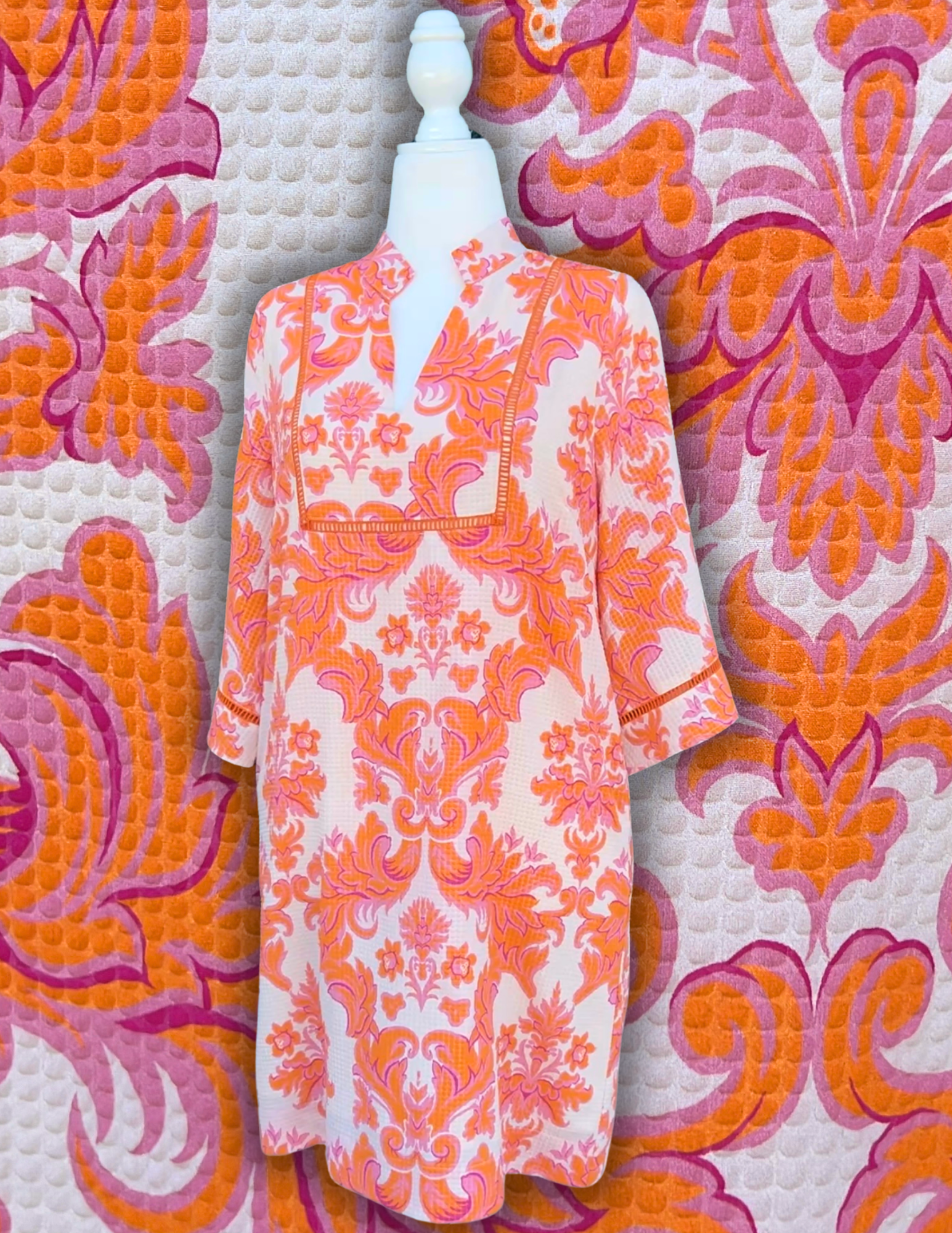 open lace back dress A Bright Two-Tone Pink and Orange Maxi Dress main image 0