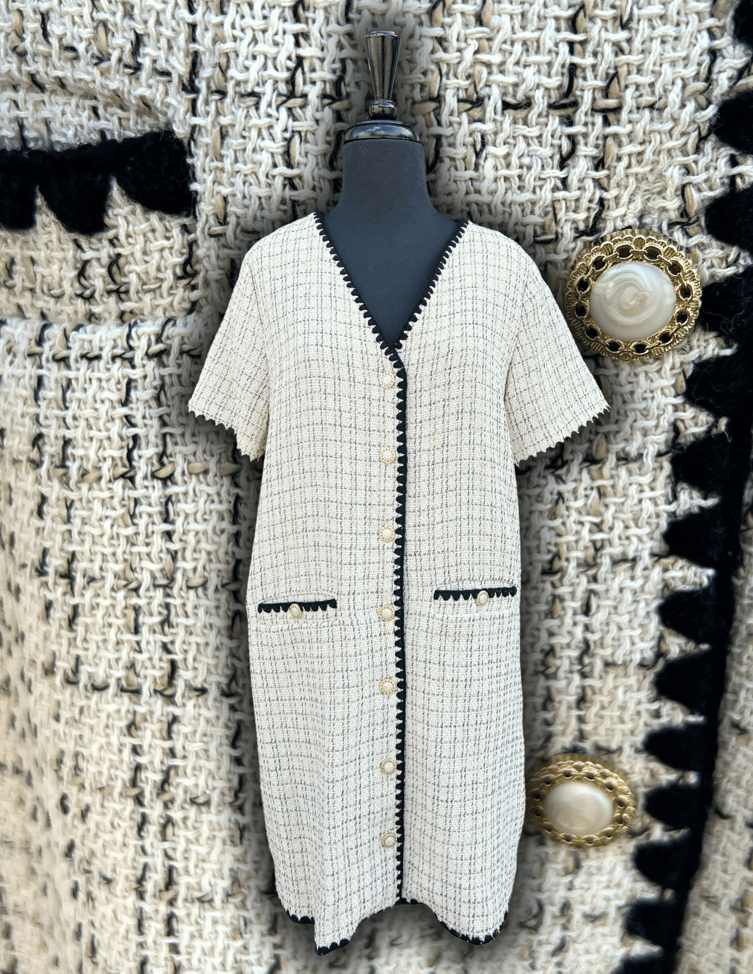 Plaid Tweed Button Up Dress | Holiday Dresses Boutique | Tres Chic Trs Chic Boutique Plaid Tweed Button Up Dress | Holiday Dresses Boutique | Tres Chic Trs Chic Boutique
