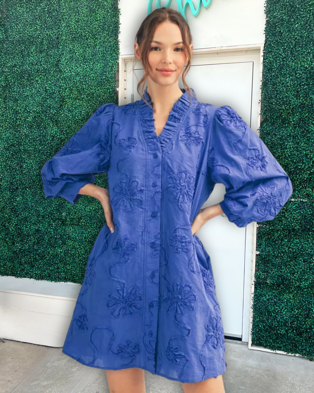 Royal Blue 3D Flower Dress | Jodifl | Cotton Women's Dresses Blue / L Royal Blue 3D Flower Dress | Jodifl | Cotton Women's Dresses Blue / L