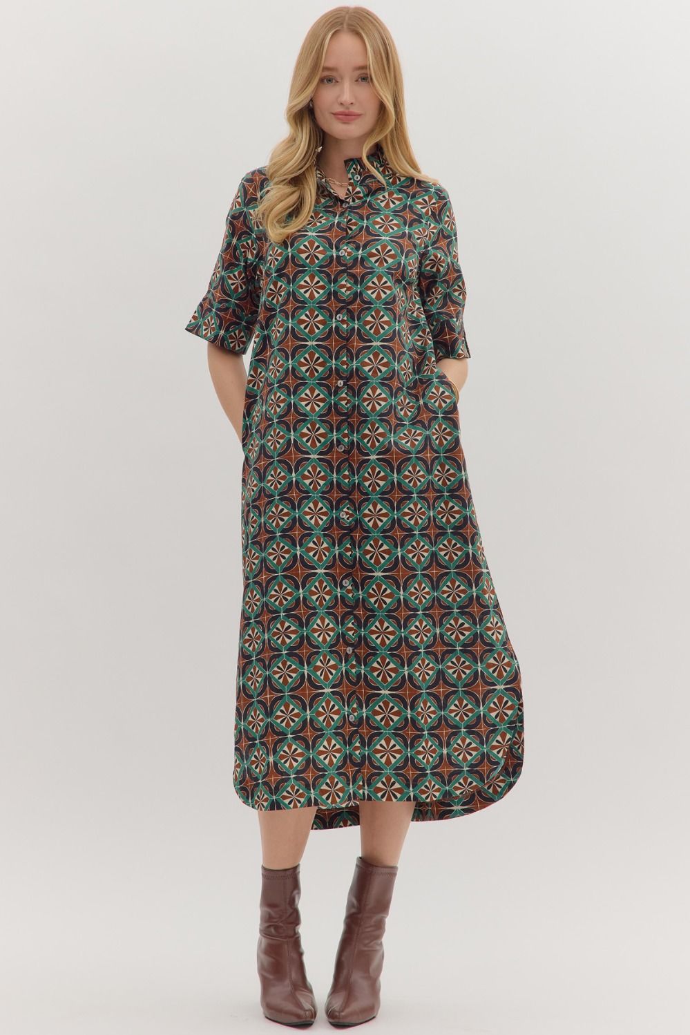 Geometric Print Maxi dress – Très Chic Boutique