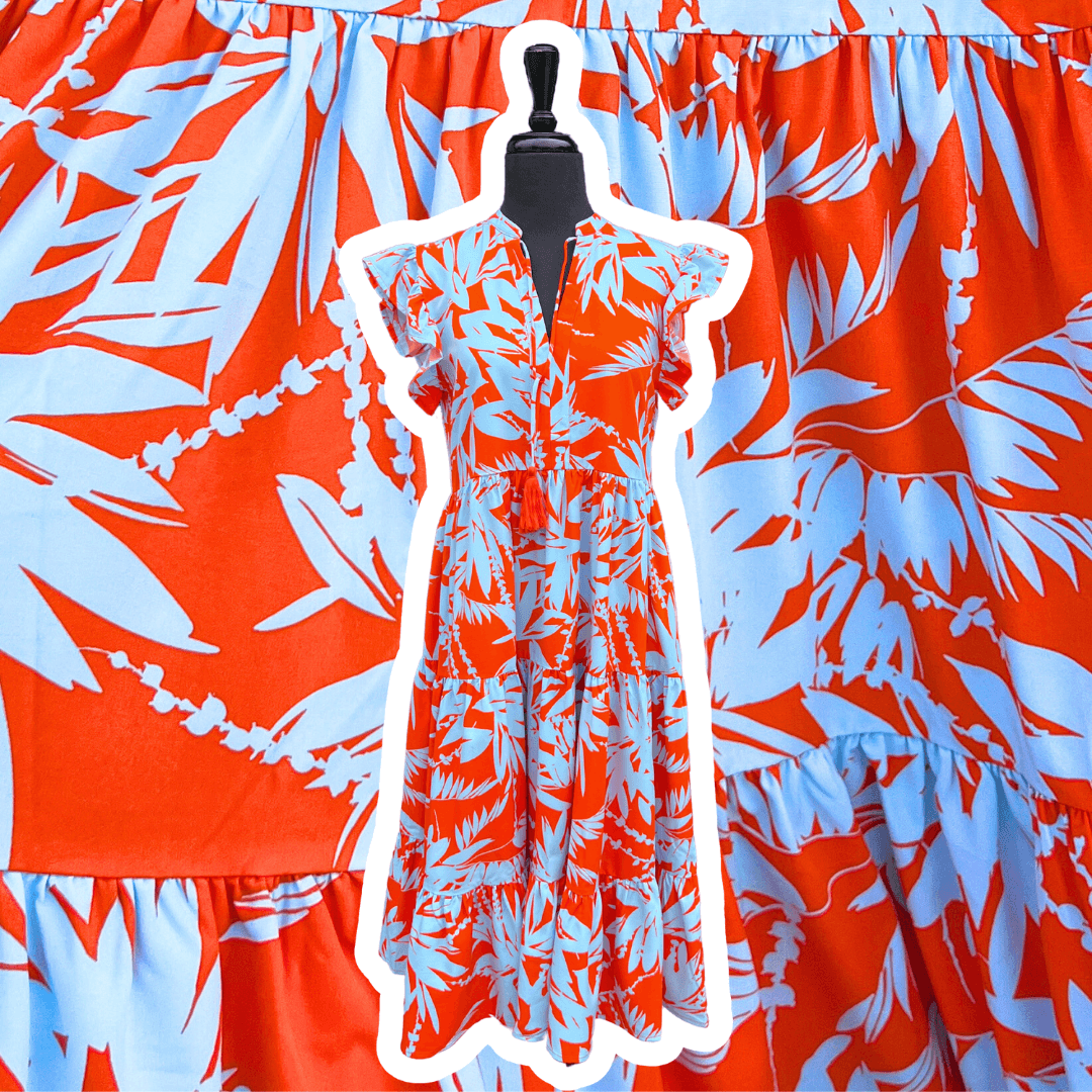 Orange Palms Print Midi Orange Palms Print Midi