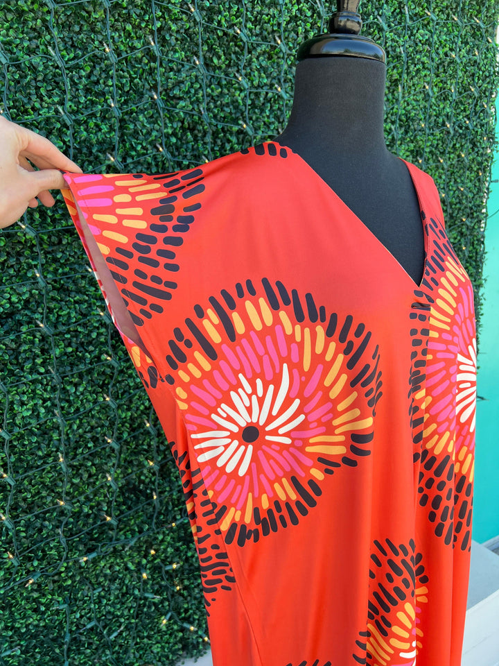 Fireworks Caftan Dress/Cover-up orange trendy online boutique