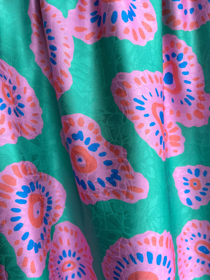 silky never a wallflower style dress v neck pink and green print for spring summer boutique houston texas