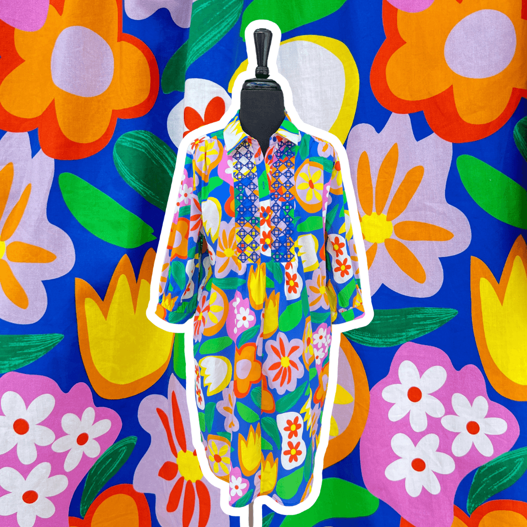 Bold Floral Cotton Dress Bold Floral Cotton Dress