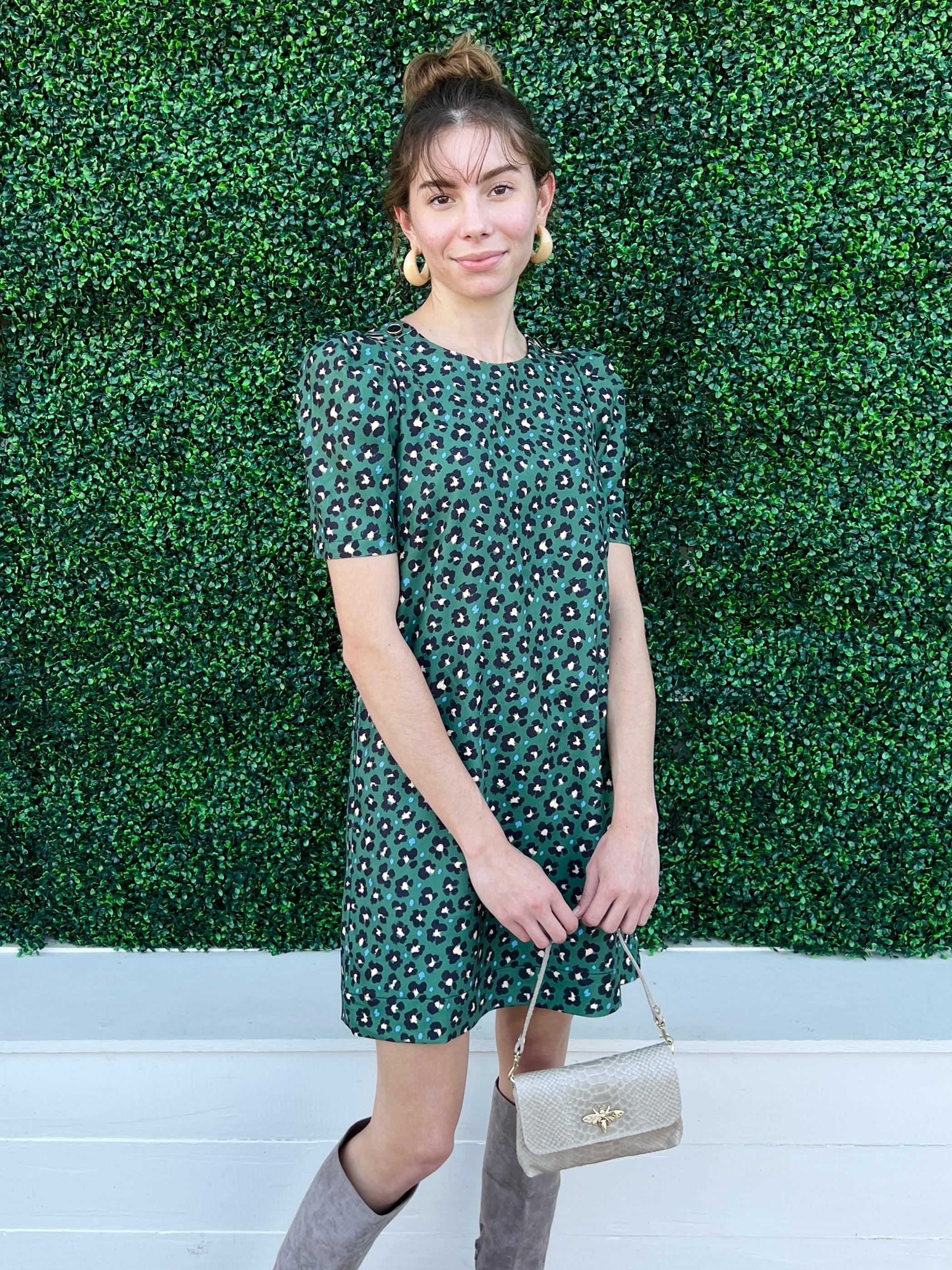 Green Chic Leopard Print Dress | Joy Joy Green/Black / M Green Chic Leopard Print Dress | Joy Joy Green/Black / M