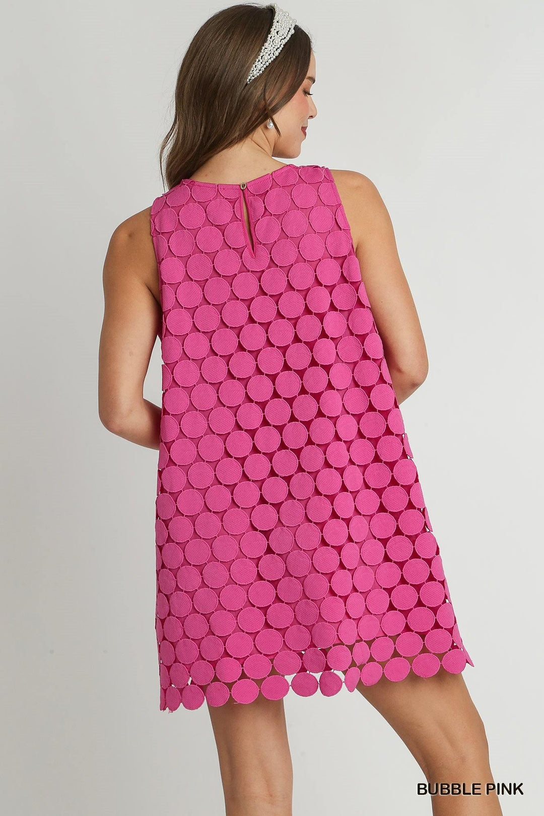 polka dot lace dress hot pink a line umgee brand tres chic boutique