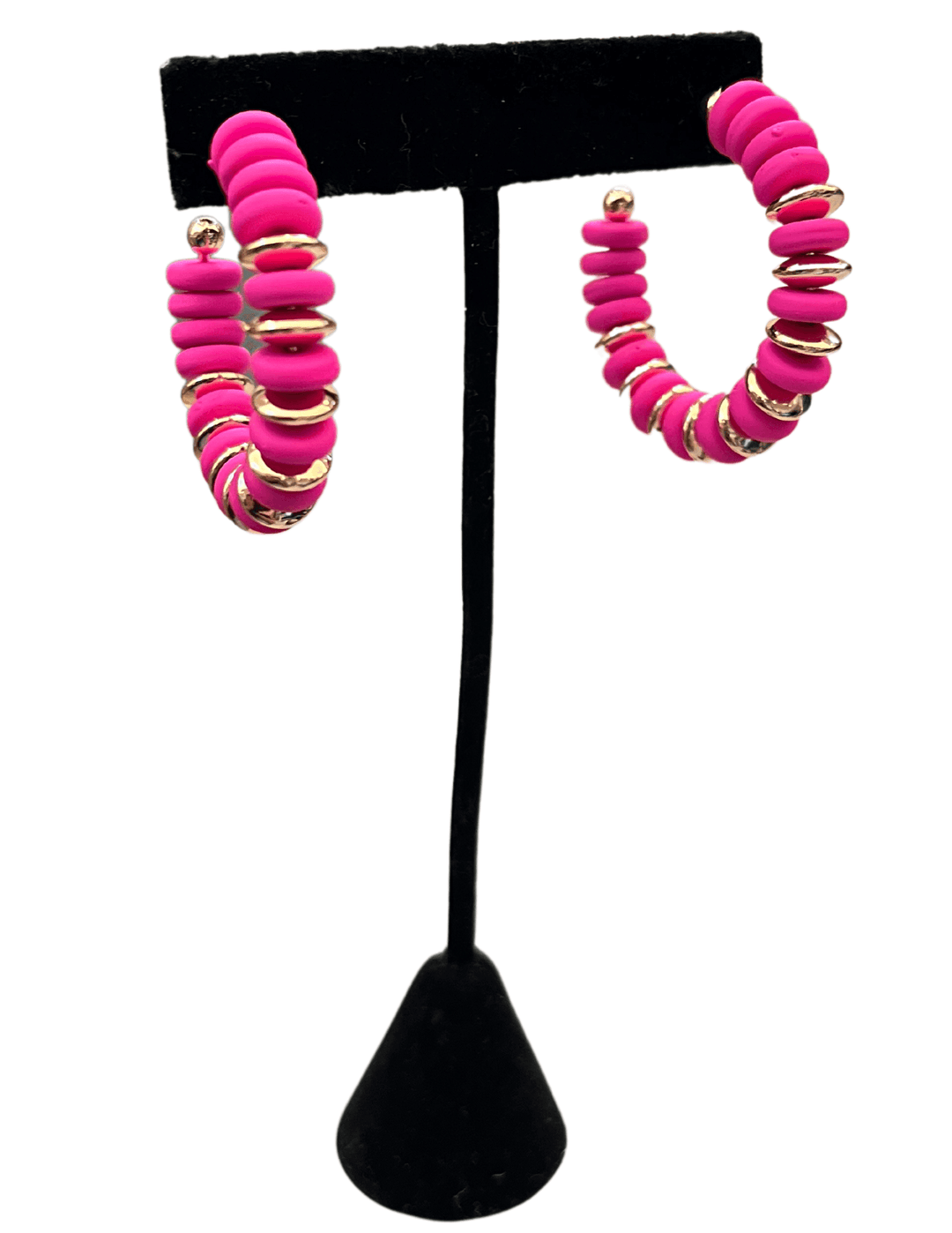 bright pink hoop earrings gold