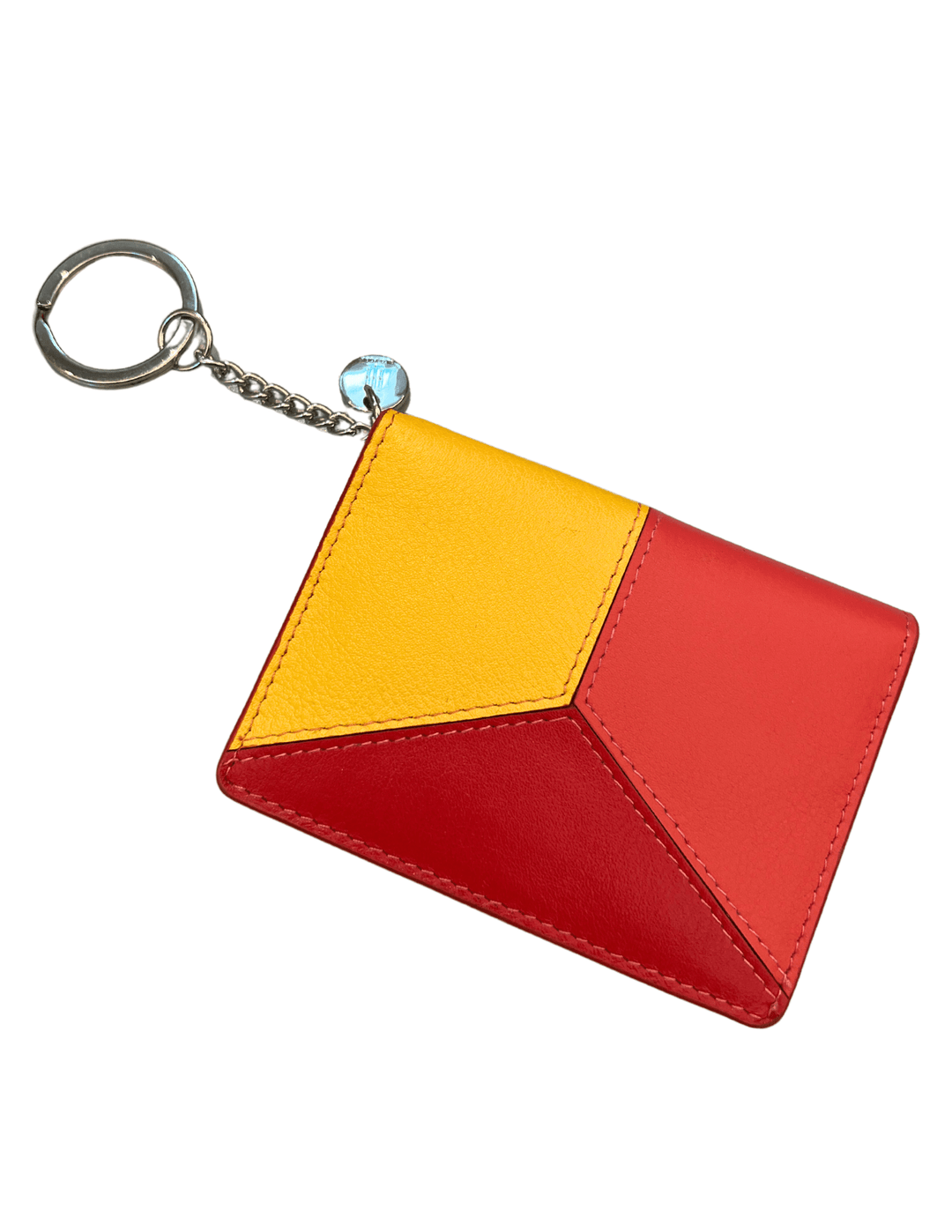 card holder with key ring leather goods gifts for women yellow red and coral