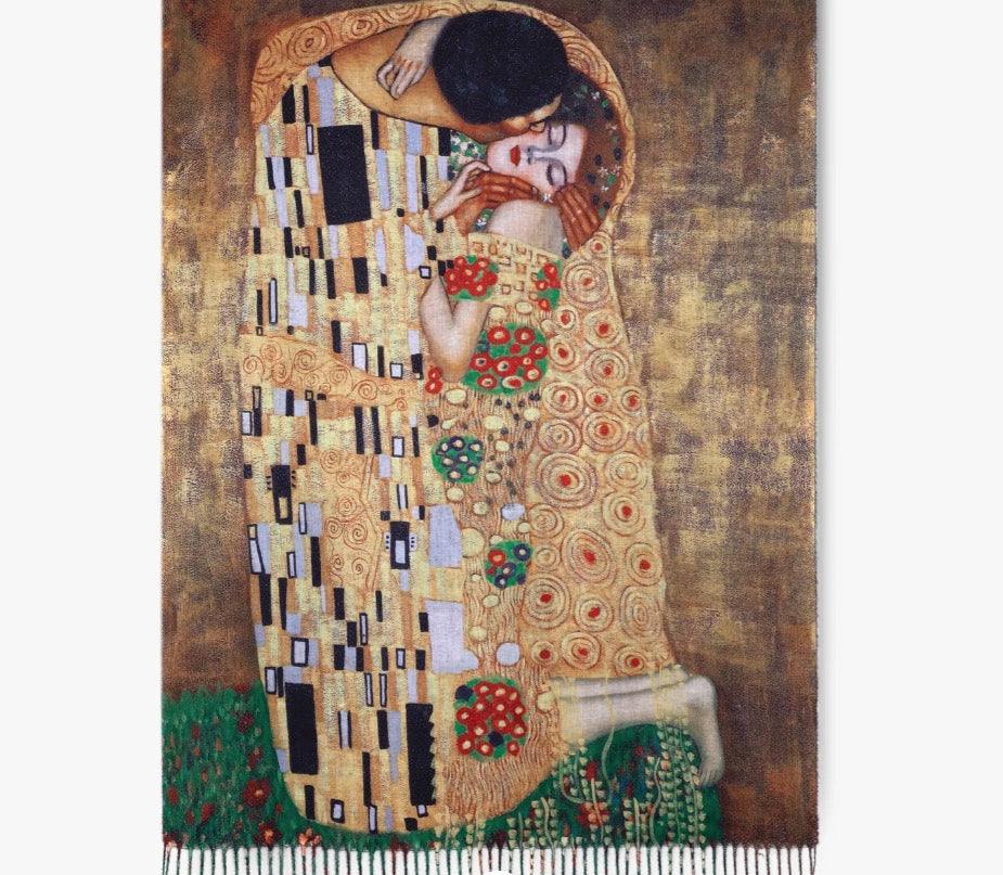 scarves with famous painting Faux Cashmere Scarves Vincent van Gogh and Monet paintings womens gift ideas boutique the kiss