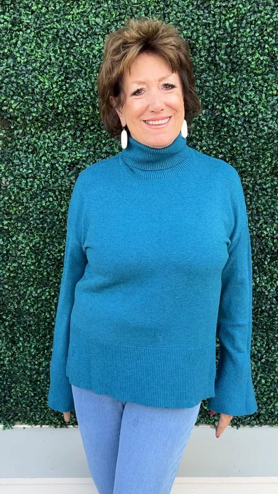 Turtle Neck Sweater lightweight houston texas womens boutique blue colorful