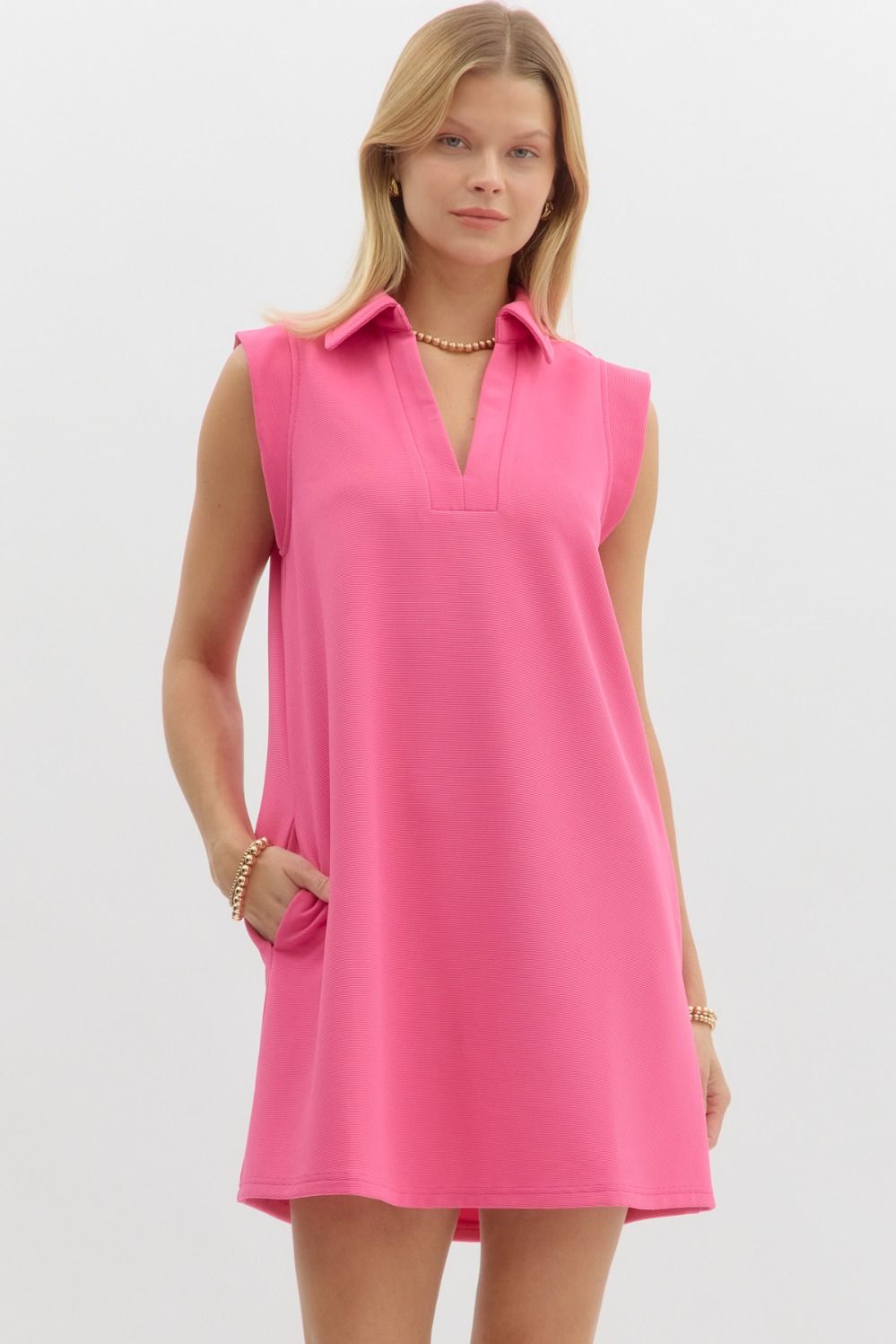 strapless open back dress Pink Shirred Bandeau Sylvia Midi Dress main image 0