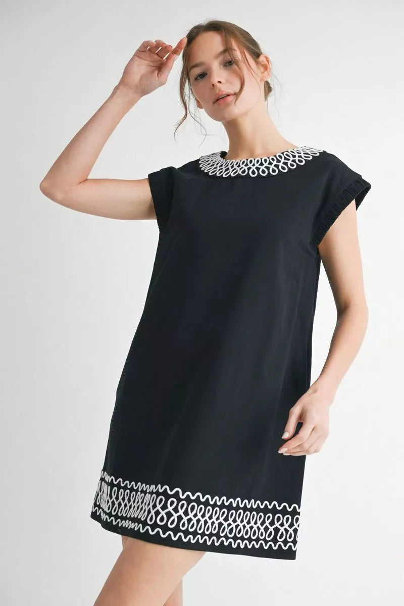 Looping Ribbon Applique Sheath Dress