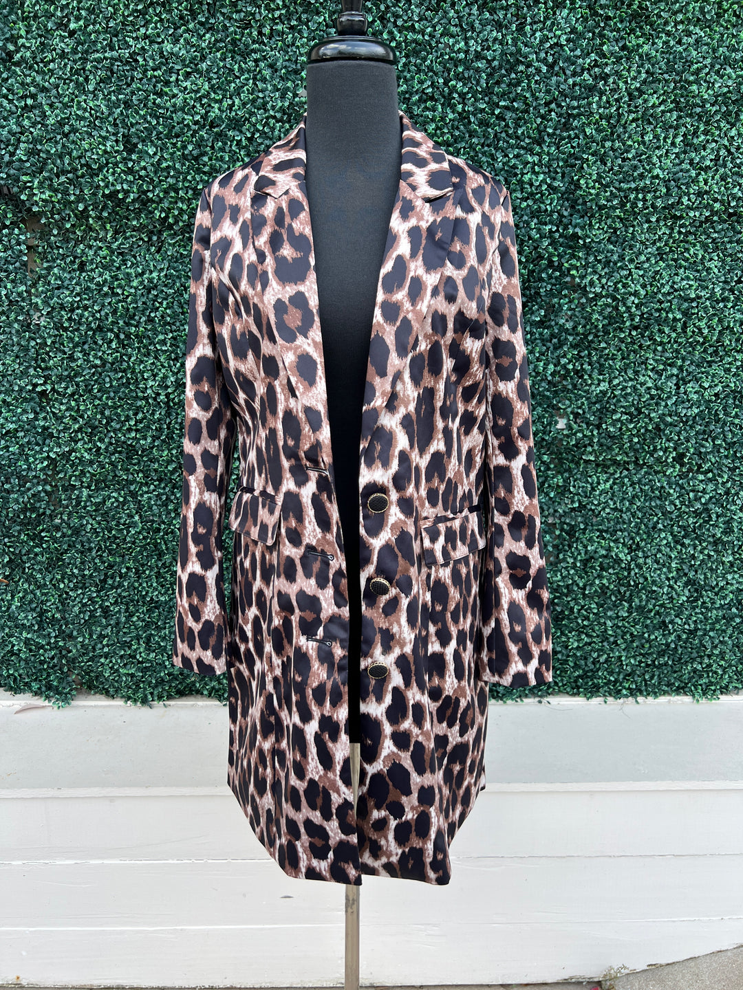 Leopard Print Satin Blazer