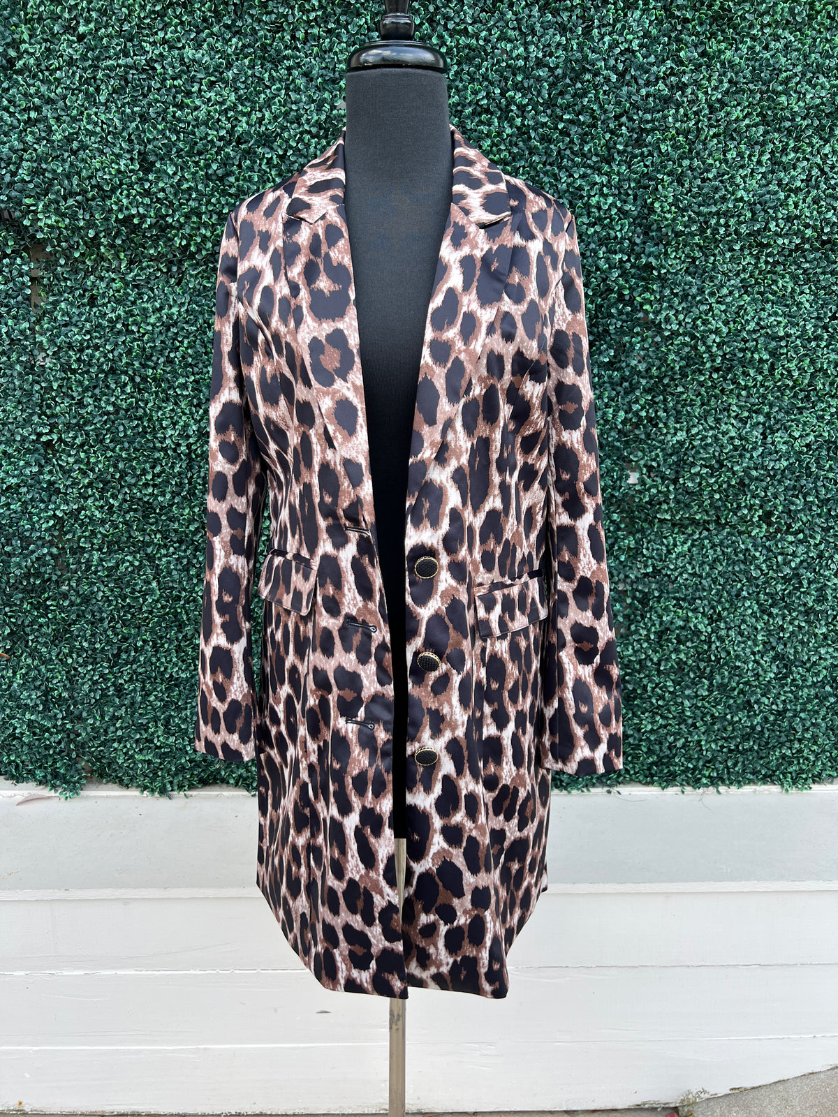 Leopard Print Satin Blazer