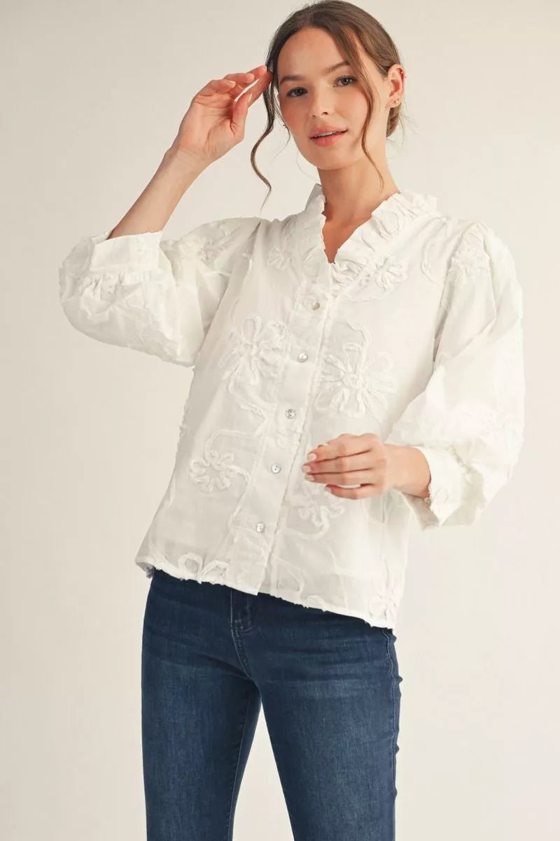 Pearl Button 3/4th Sleeve Button Down