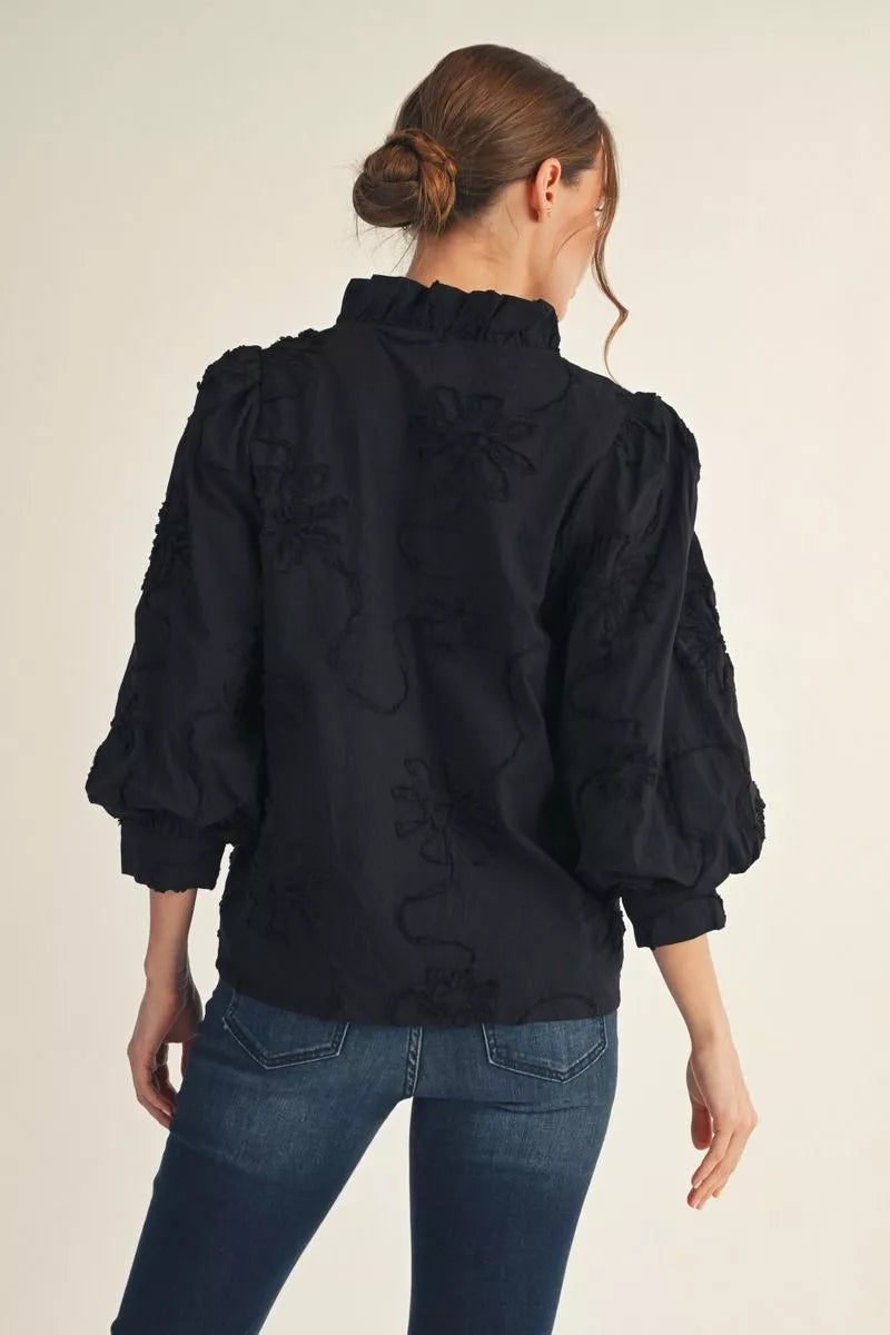 Cotton 3D Flower Blouse