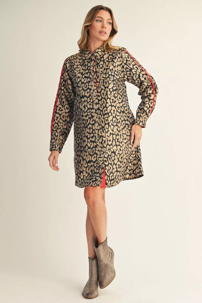 Animal Print Red Trim Sheath Dress