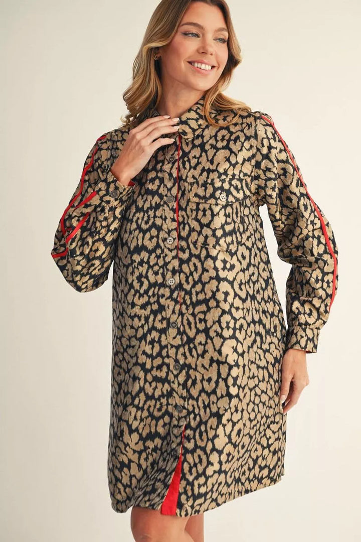 Animal Print Red Trim Sheath Dress
