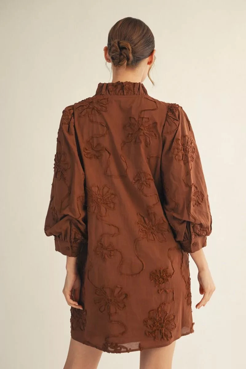 3D Flower V neck Dress