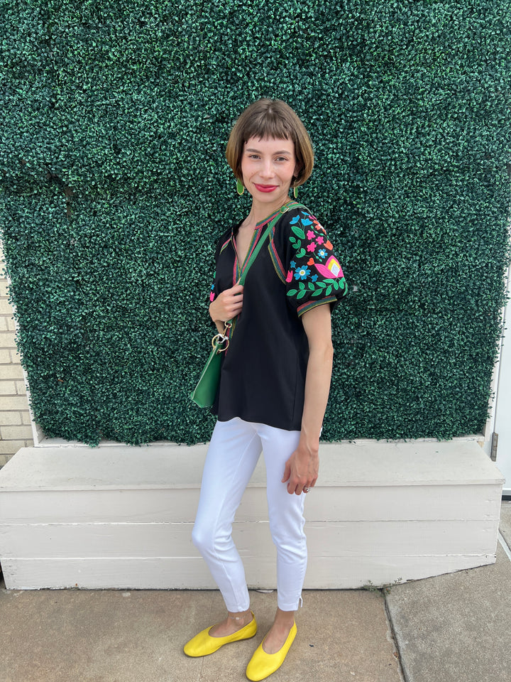 Rainbow Floral Embroider Blouse