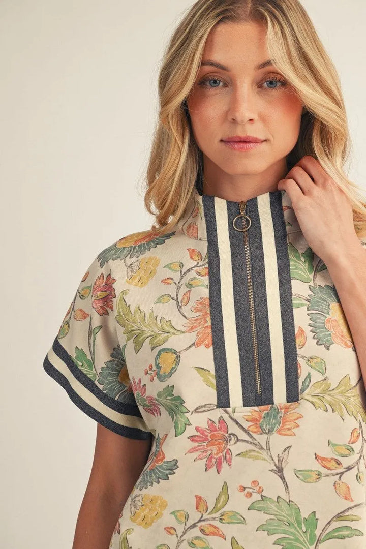 Half Zip Floral Track Top