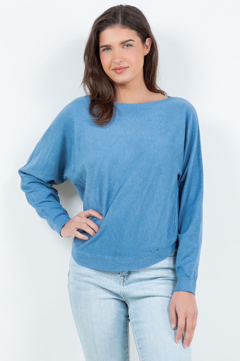 Short Curved Hem Sweater