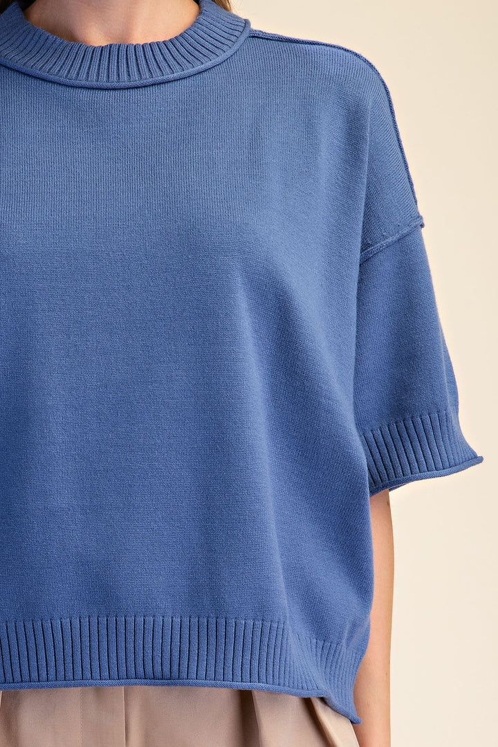 Cropped Short Sleeve Sweater