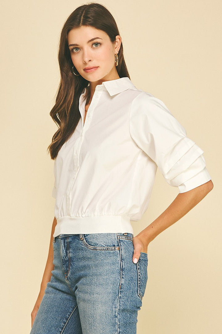 Cropped Shirt With Banded Hem