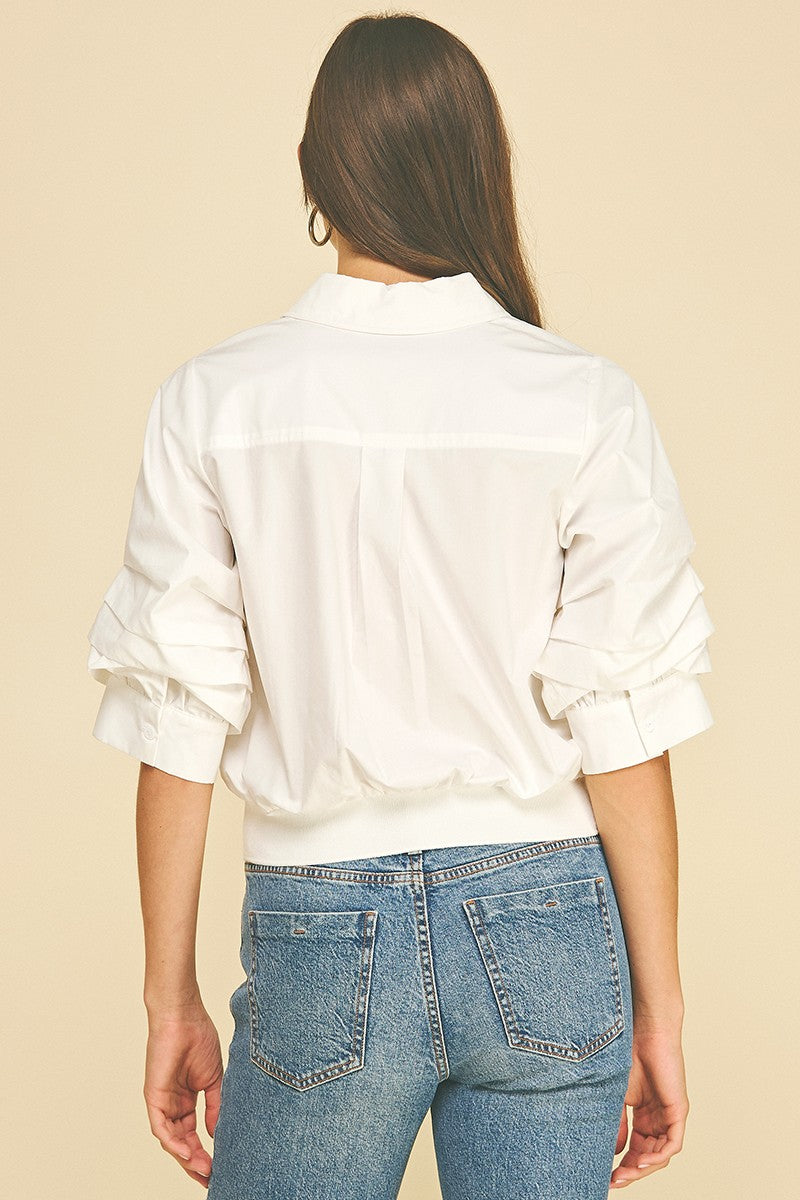 Cropped Shirt With Banded Hem