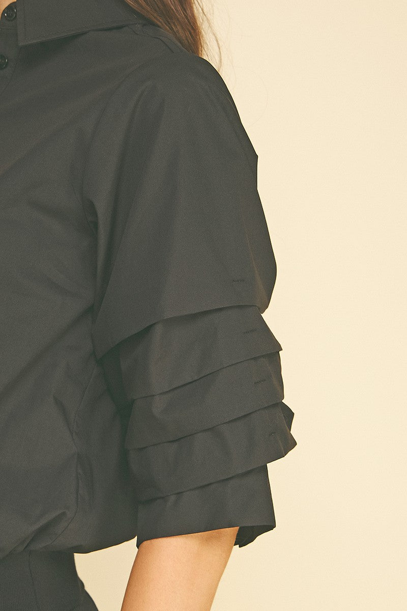 Cropped Shirt With Banded Hem