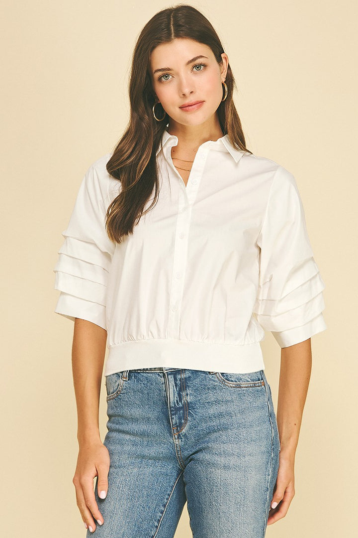 Cropped Shirt With Banded Hem