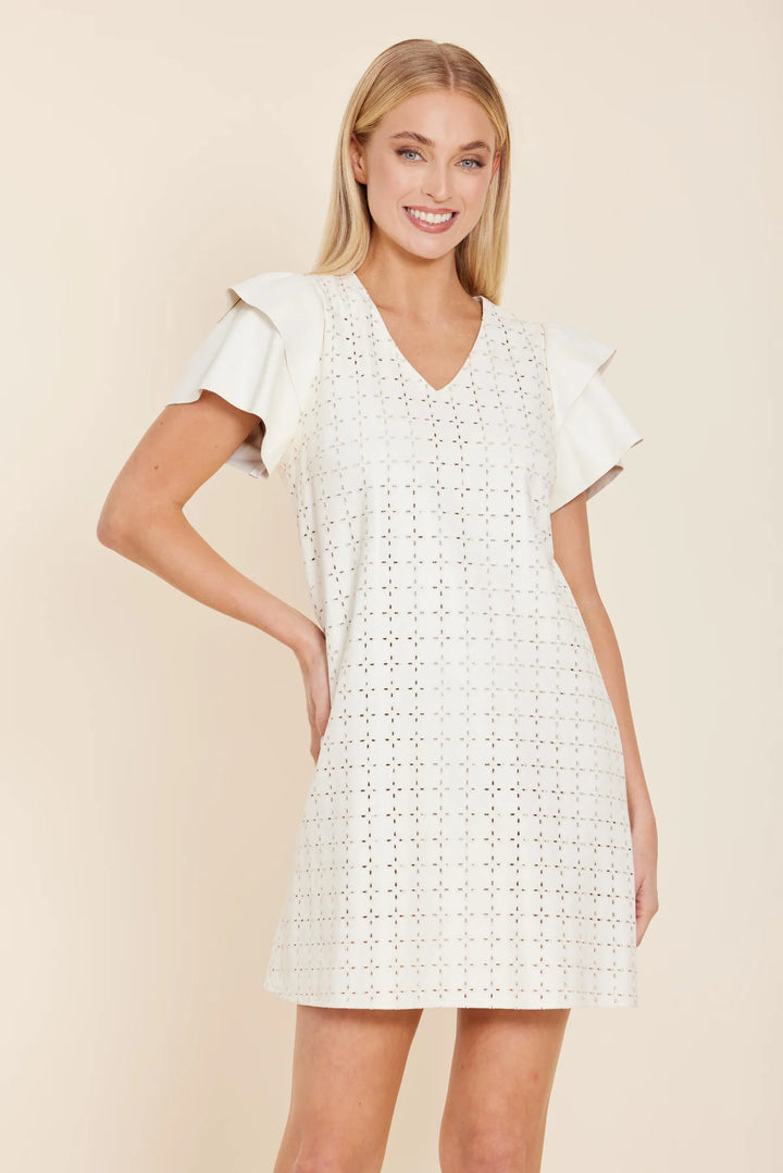 Vegan Leather Eyelet Dress