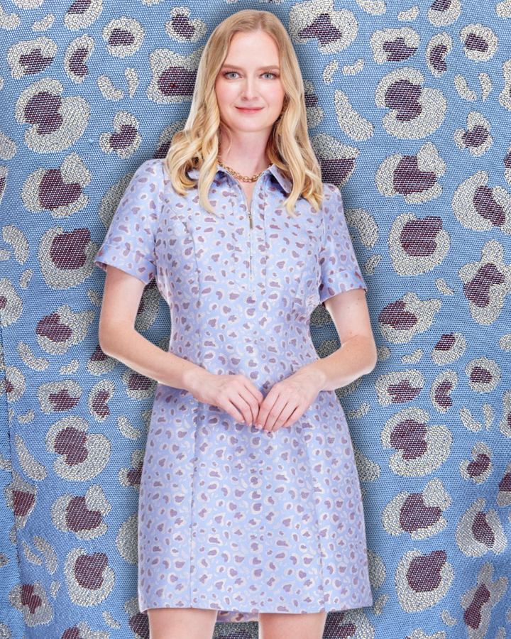 Baby Blue Metallic Leopard Dress