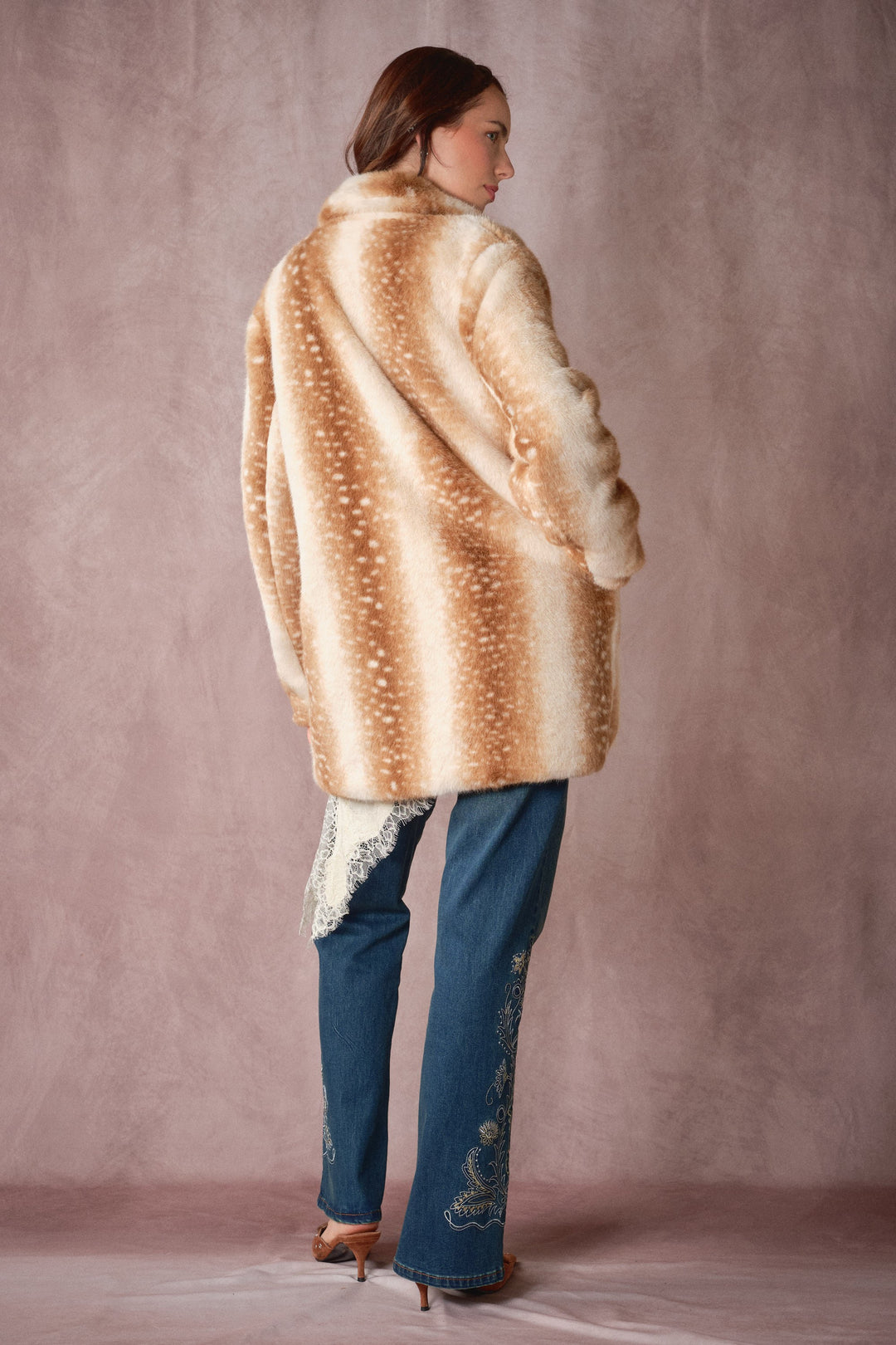 Deer Faux Fur Car Coat
