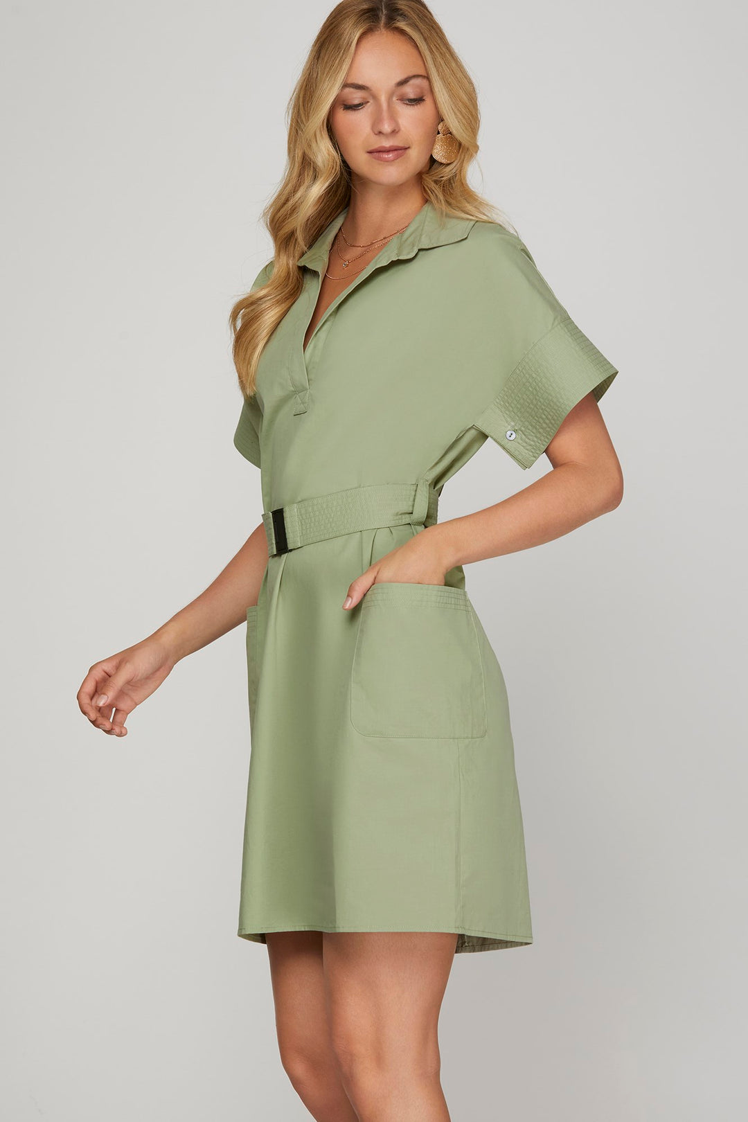 Safari Belted Dress | She and Sky | Fall Dresses Khaki / S Safari Belted Dress | She and Sky | Fall Dresses Khaki / S