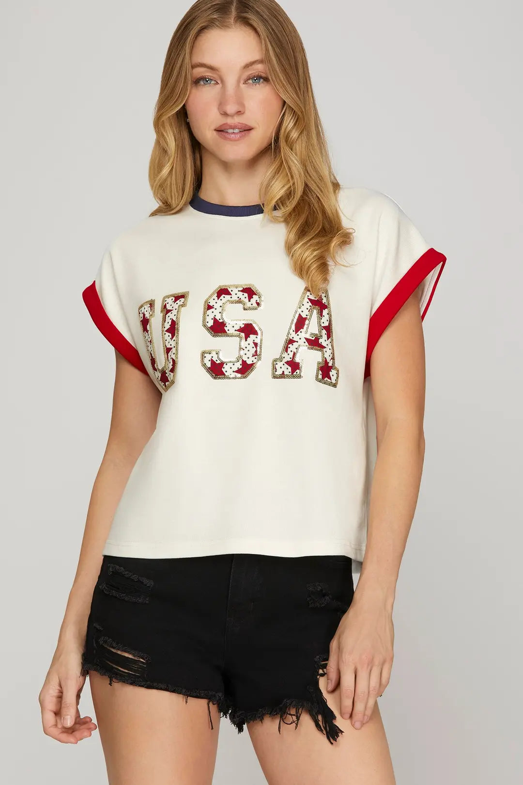 USA Applique Knit Top