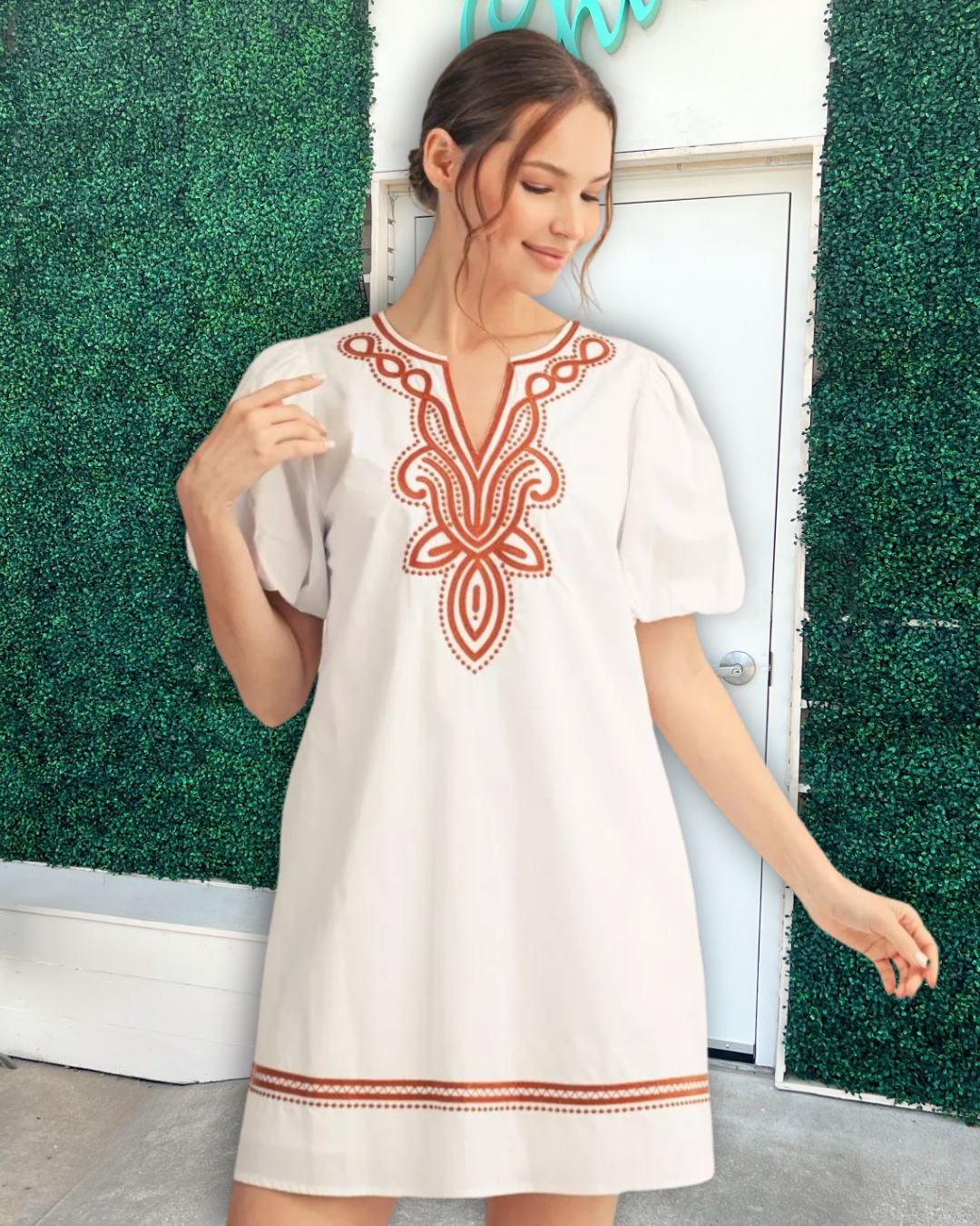 Burnt Orange Embroidered Dress