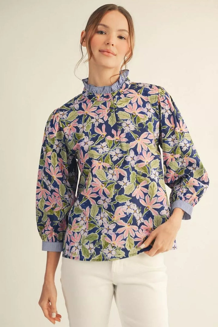 Cotton Floral Print Top