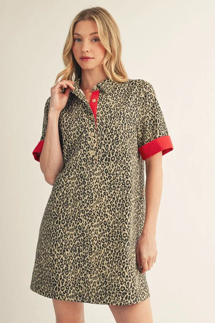 Cotton Leopard and Red Dress