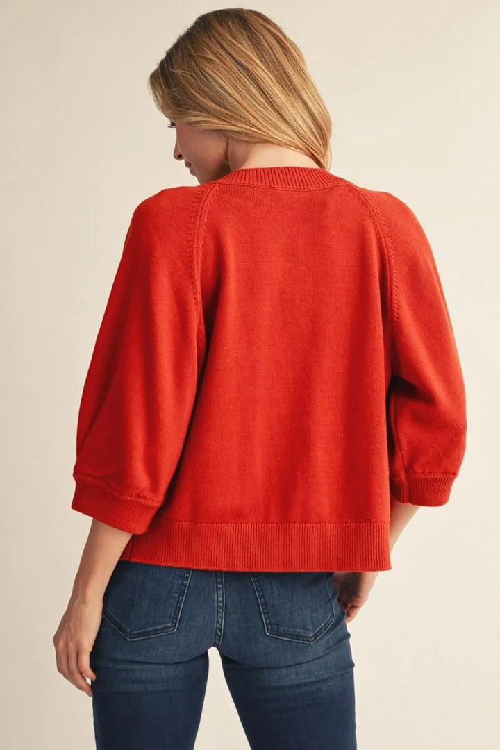 Pleated Sleeve Cardigan