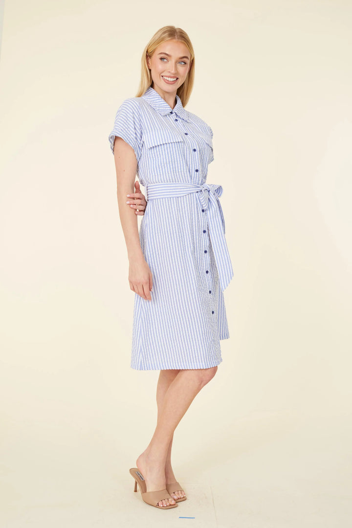 Seersucker Stripe Midi Dress Seersucker Stripe Midi Dress