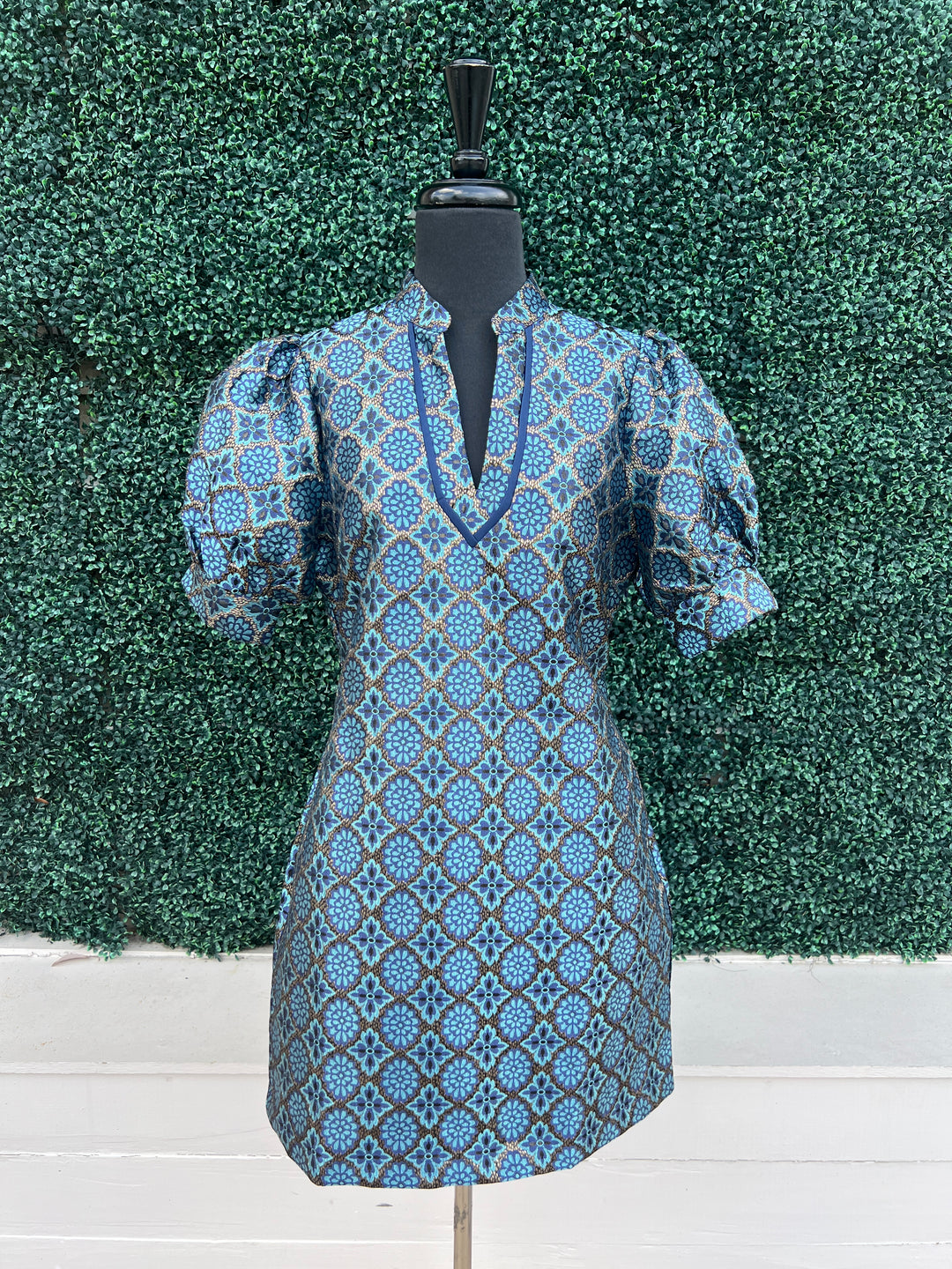 Blue Metallic Cocktail Dress