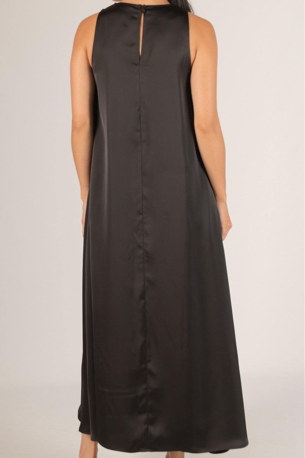 A-Line Satin Maxi Dress | Formal Holiday Dresses | Tres Chic Boutique Black / S